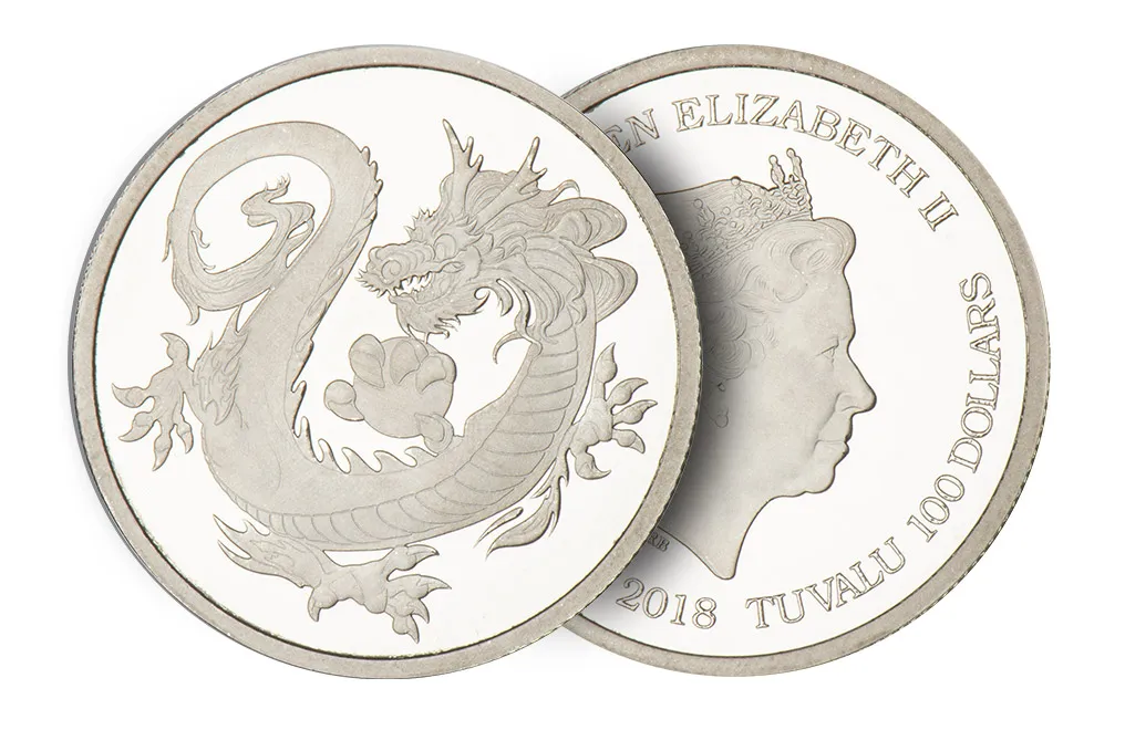 1 oz Rhodium Tuvalu Dragon Coin